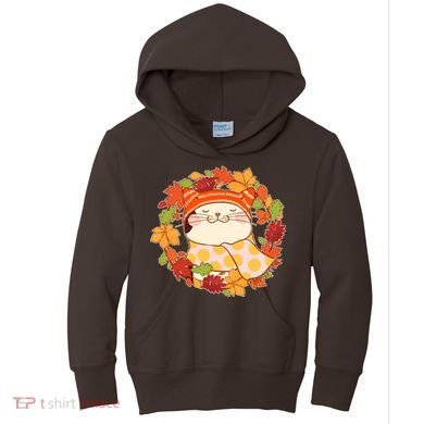 Autumn Cat Wreath Kids Hoodie
