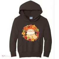 Autumn Cat Wreath Kids Hoodie thumb 0