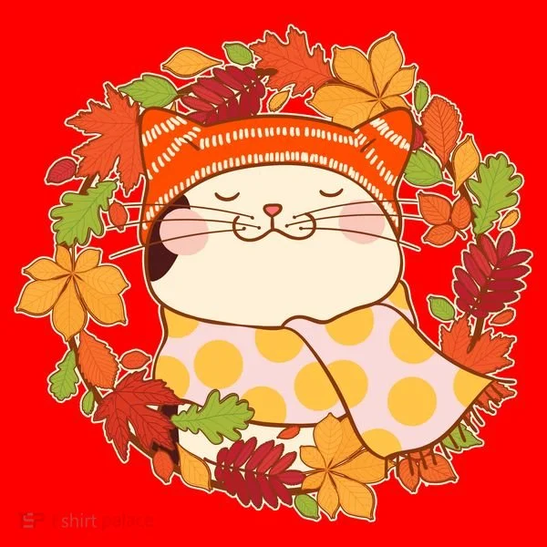 Autumn Cat Wreath Santa Hat