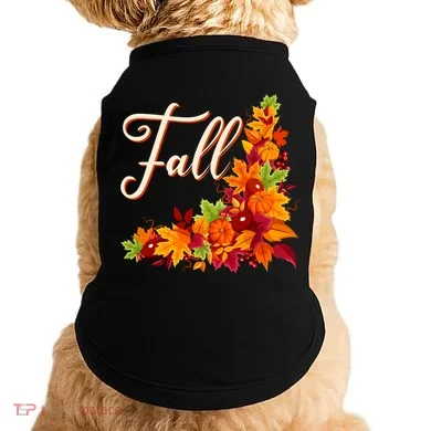 Autumn Fall Leaves Corner Design Doggie Tank