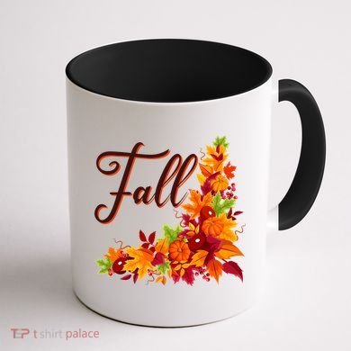 Autumn Fall Leaves Corner Design Coffee Mug back