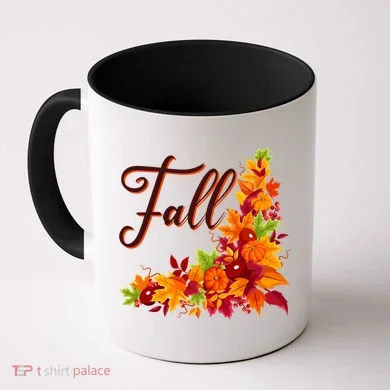 Autumn Fall Leaves Corner Design Coffee Mug