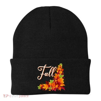 Autumn Fall Leaves Corner Design Beanie