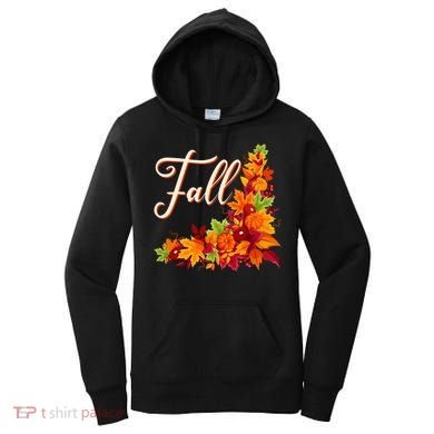 Autumn Fall Leaves Corner Design Women's Hoodie