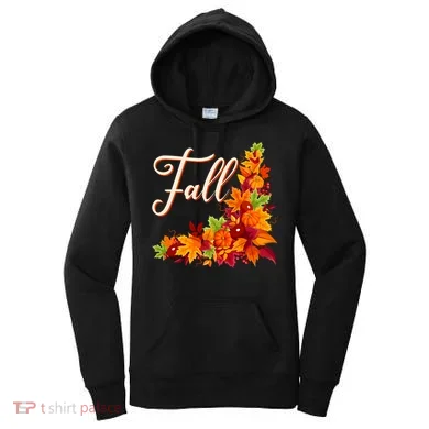 Autumn Fall Leaves Corner Design Women's Hoodie