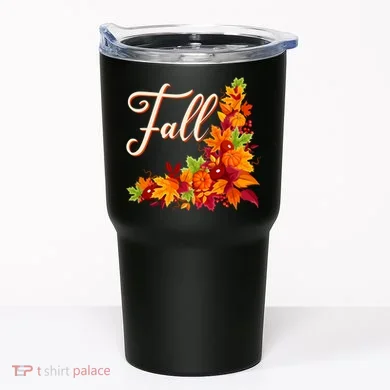 Autumn Fall Leaves Corner Design Tumbler