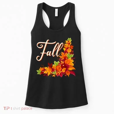 Autumn Fall Leaves Corner Design Women's Tank Top