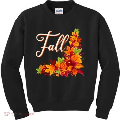 Autumn Fall Leaves Corner Design Kids Sweatshirt