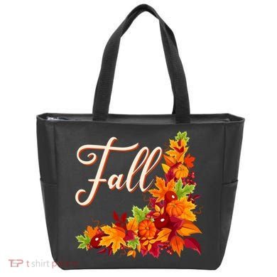 Autumn Fall Leaves Corner Design Tote Bag