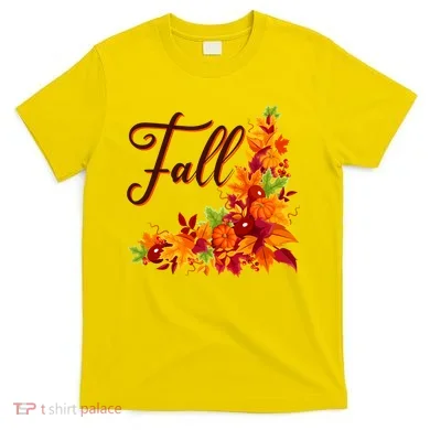 Autumn Fall Leaves Corner Design T-Shirt