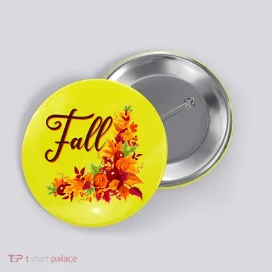 Autumn Fall Leaves Corner Design Button
