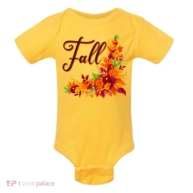 Autumn Fall Leaves Corner Design Baby Bodysuit
