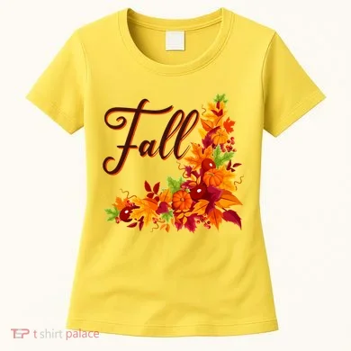 Autumn Fall Leaves Corner Design Women's T-Shirt