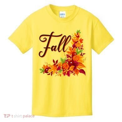 Autumn Fall Leaves Corner Design Kids T-Shirt