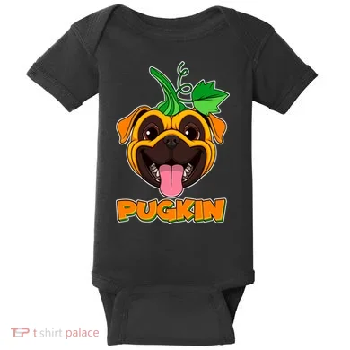 Autumn Halloween Pugkin Baby Bodysuit