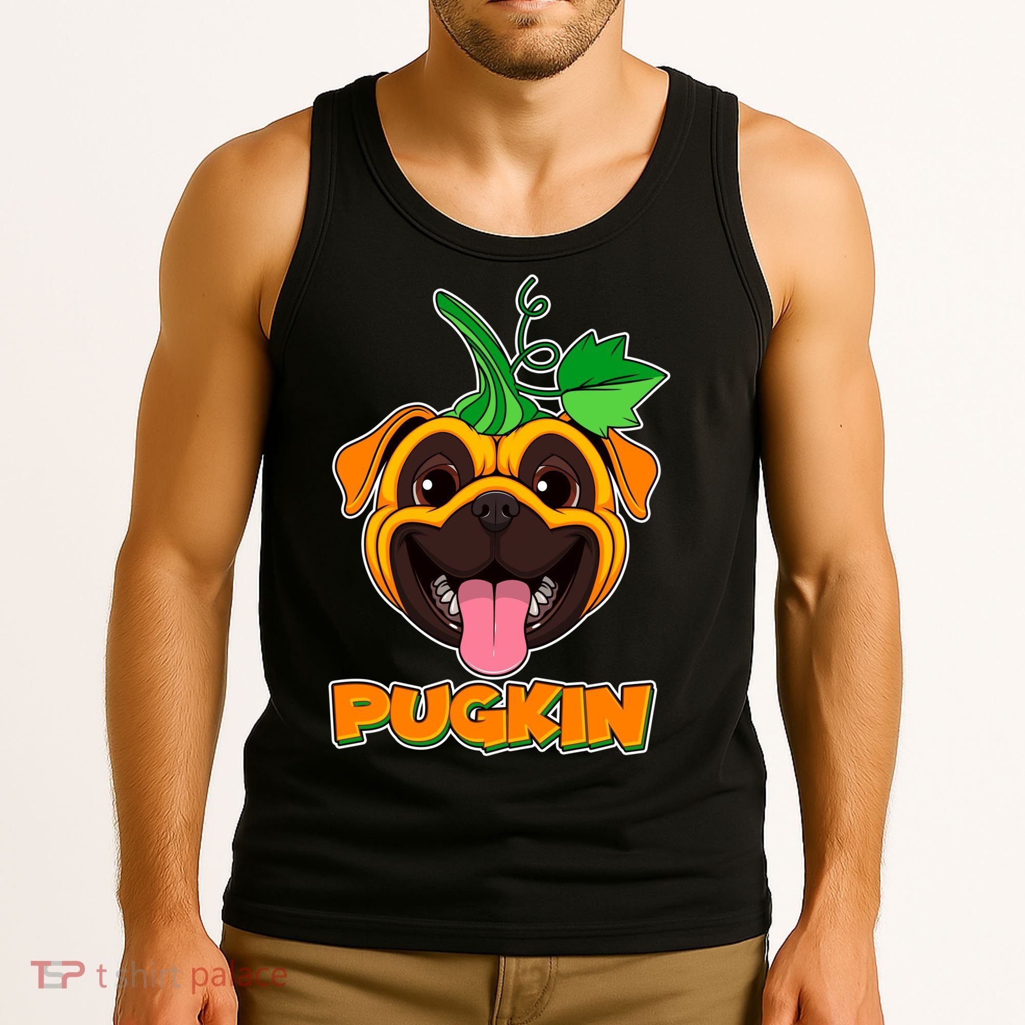 Autumn Halloween Pugkin Tank Top