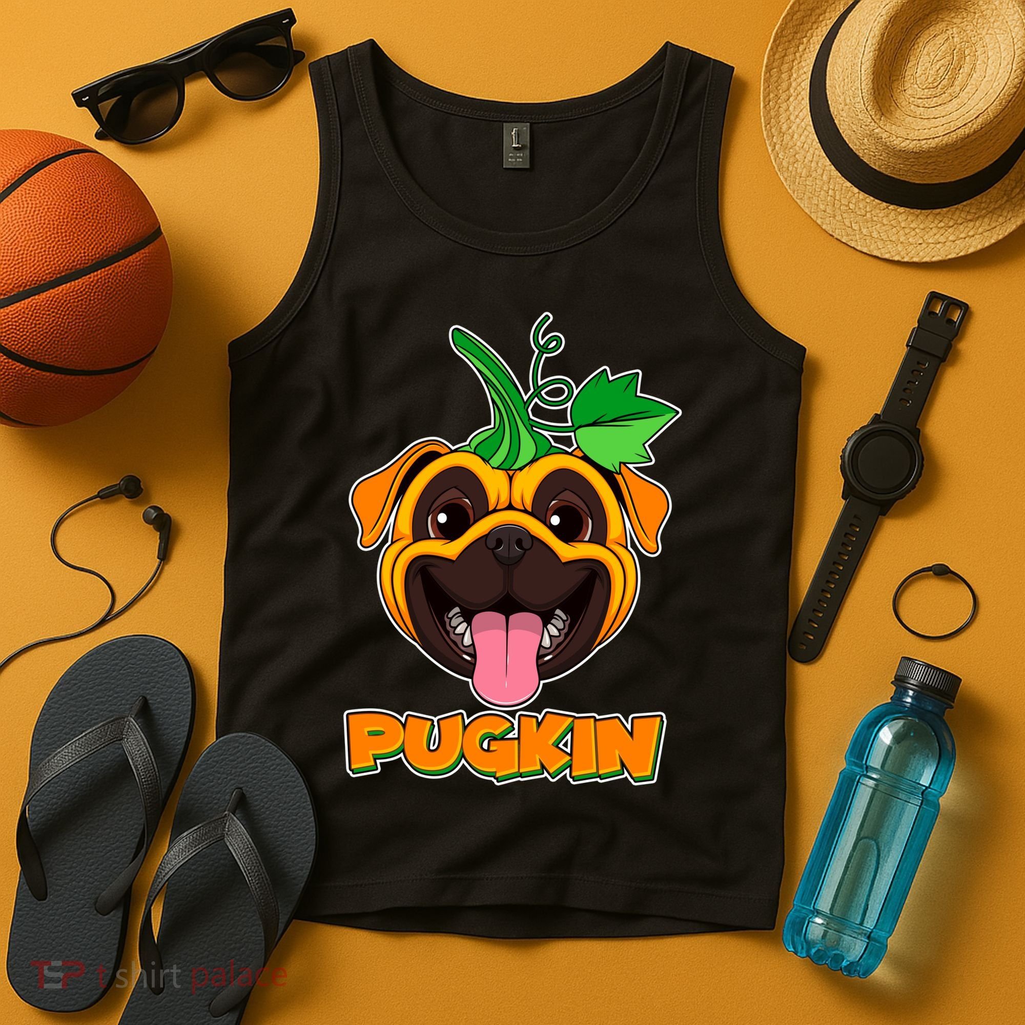 Autumn Halloween Pugkin Tank Top