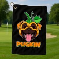 Autumn Halloween Pugkin Golf Towel thumb 1