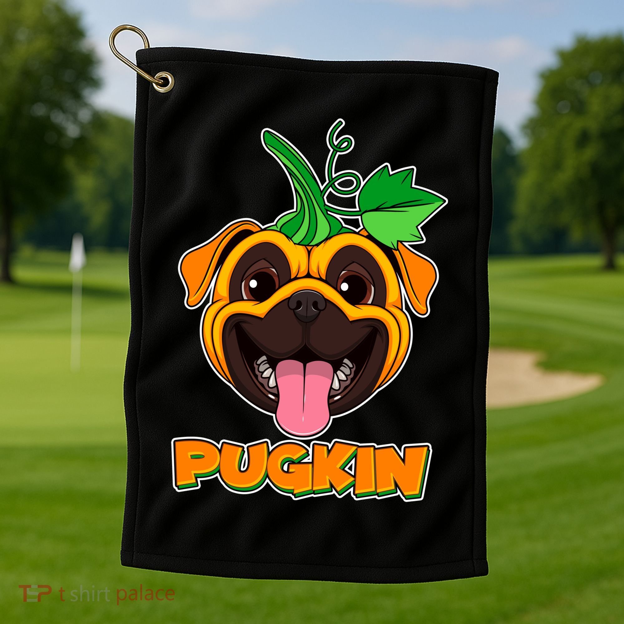 Autumn Halloween Pugkin Golf Towel