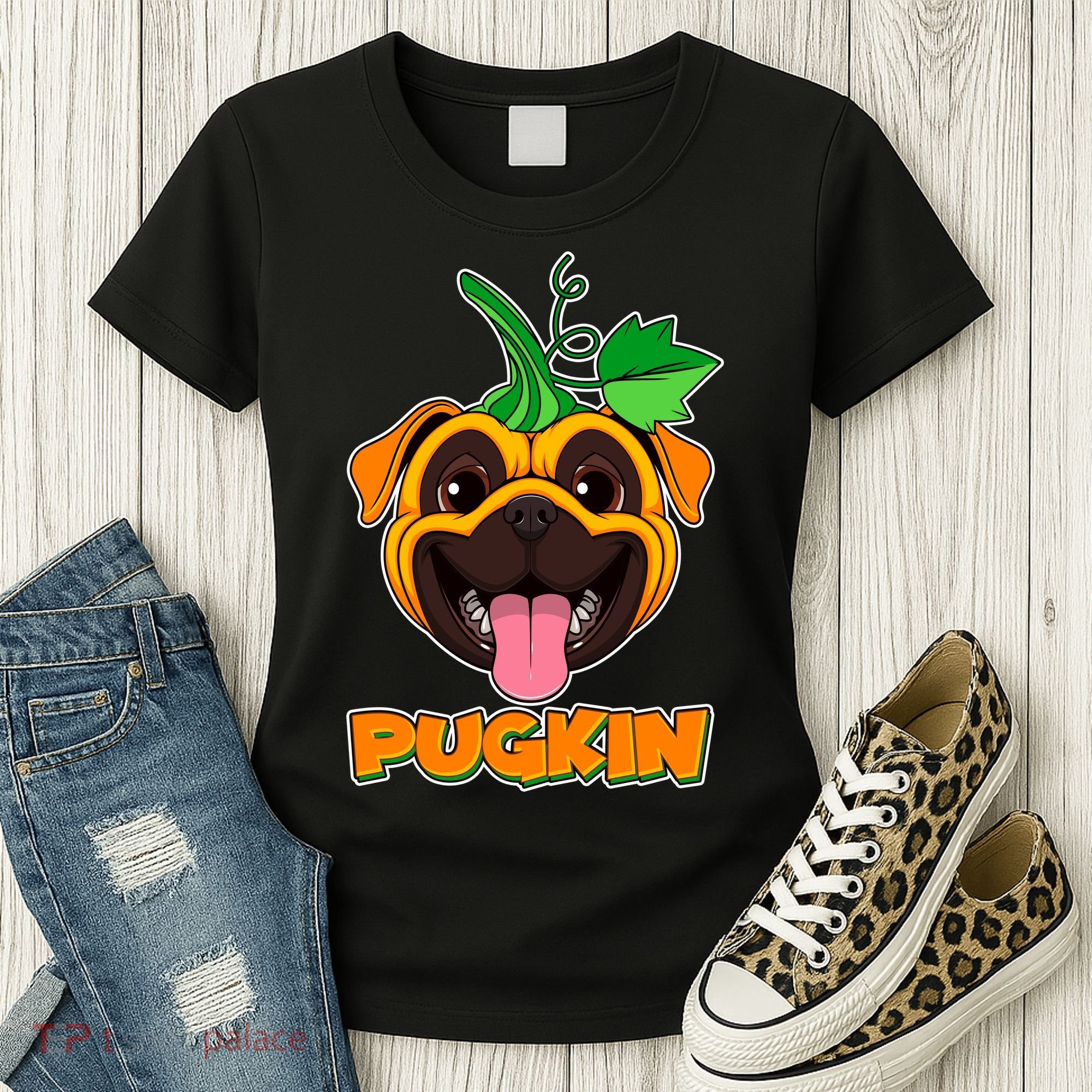Autumn Halloween Pugkin Women's T-Shirt