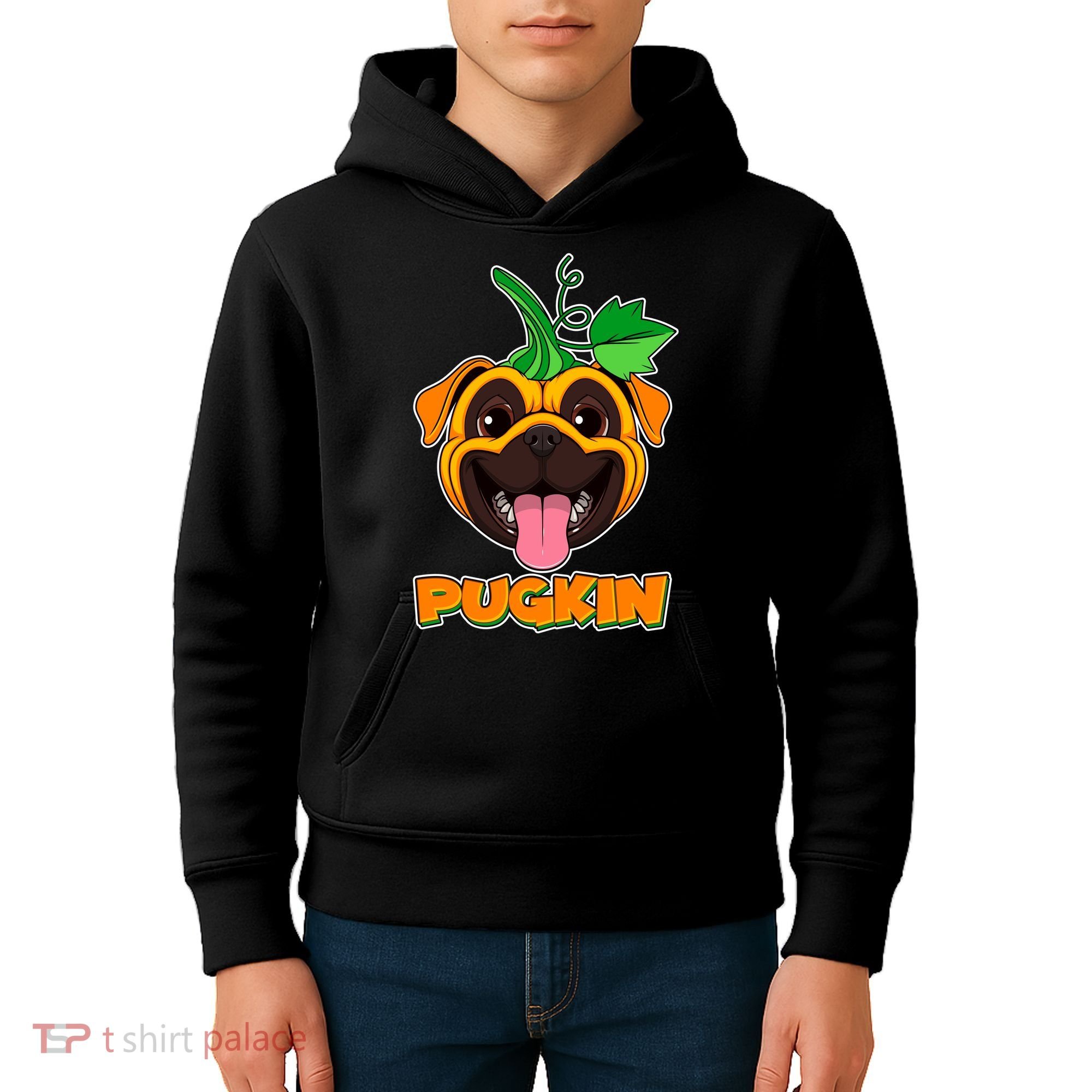 Autumn Halloween Pugkin Kids Hoodie