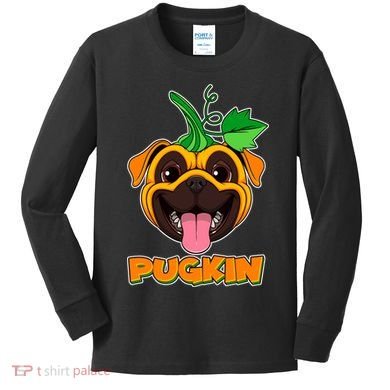 Autumn Halloween Pugkin Kids Long Sleeve Shirt