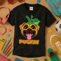 Autumn Halloween Pugkin Kids T-Shirt thumb 3