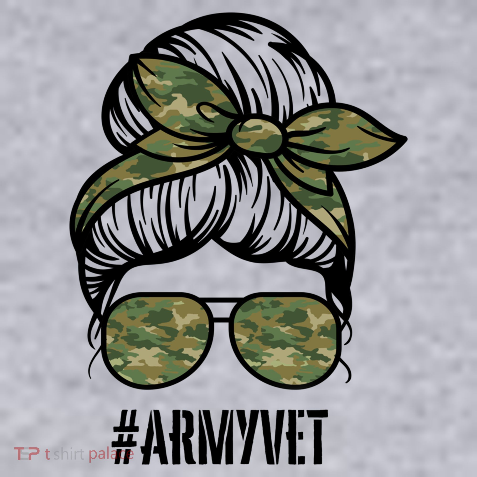 Army Vet Armyvet Messy Bun Camouflage 'S Veteran Gift Women's Sweatshirt