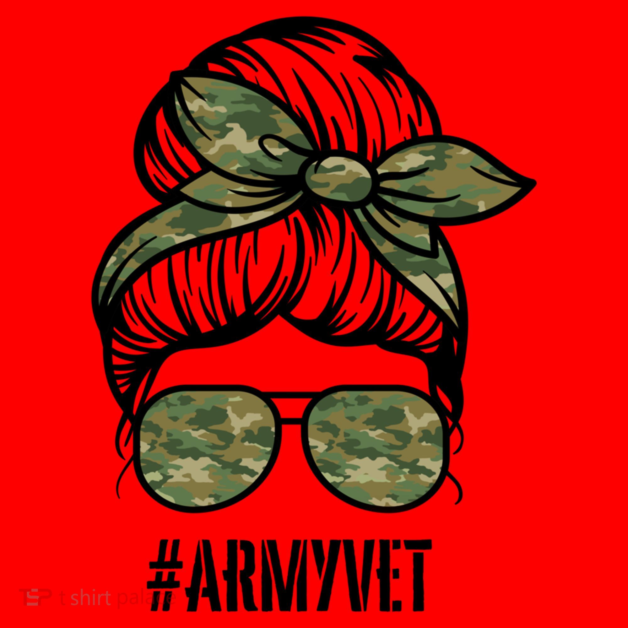 Army Vet Armyvet Messy Bun Camouflage 'S Veteran Gift Santa Hat