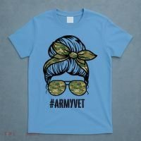 Army Vet Armyvet Messy Bun Camouflage 'S Veteran Gift T-Shirt thumb 4