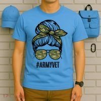 Army Vet Armyvet Messy Bun Camouflage 'S Veteran Gift T-Shirt thumb 5