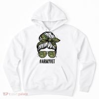 Army Vet Armyvet Messy Bun Camouflage 'S Veteran Gift Hoodie thumb 0