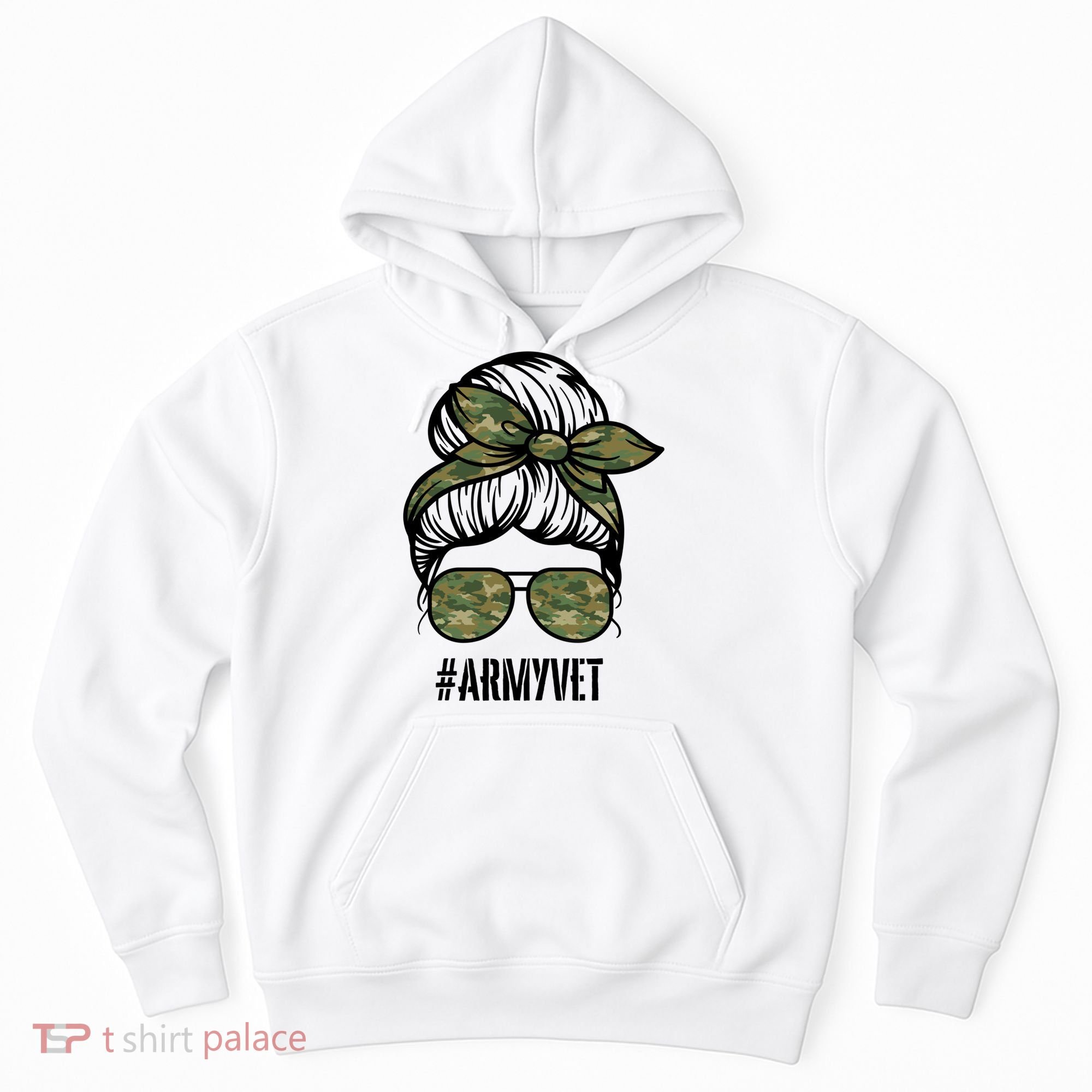 Army Vet Armyvet Messy Bun Camouflage 'S Veteran Gift Hoodie