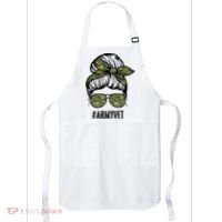 Army Vet Armyvet Messy Bun Camouflage 'S Veteran Gift Apron thumb 0