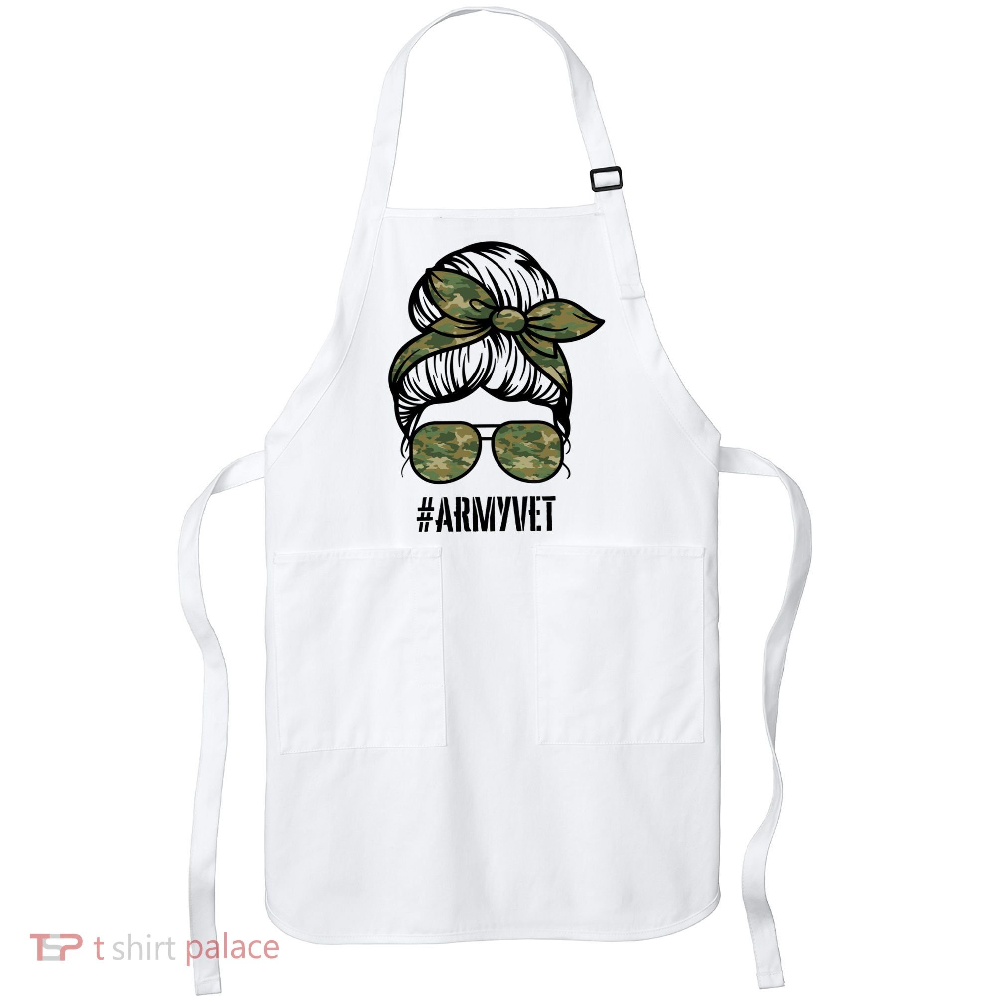 Army Vet Armyvet Messy Bun Camouflage 'S Veteran Gift Apron