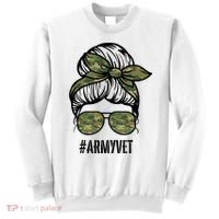 Army Vet Armyvet Messy Bun Camouflage 'S Veteran Gift Sweatshirt thumb 0