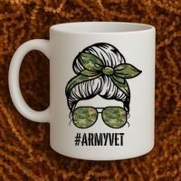 Army Vet Armyvet Messy Bun Camouflage 'S Veteran Gift Coffee Mug thumb 2