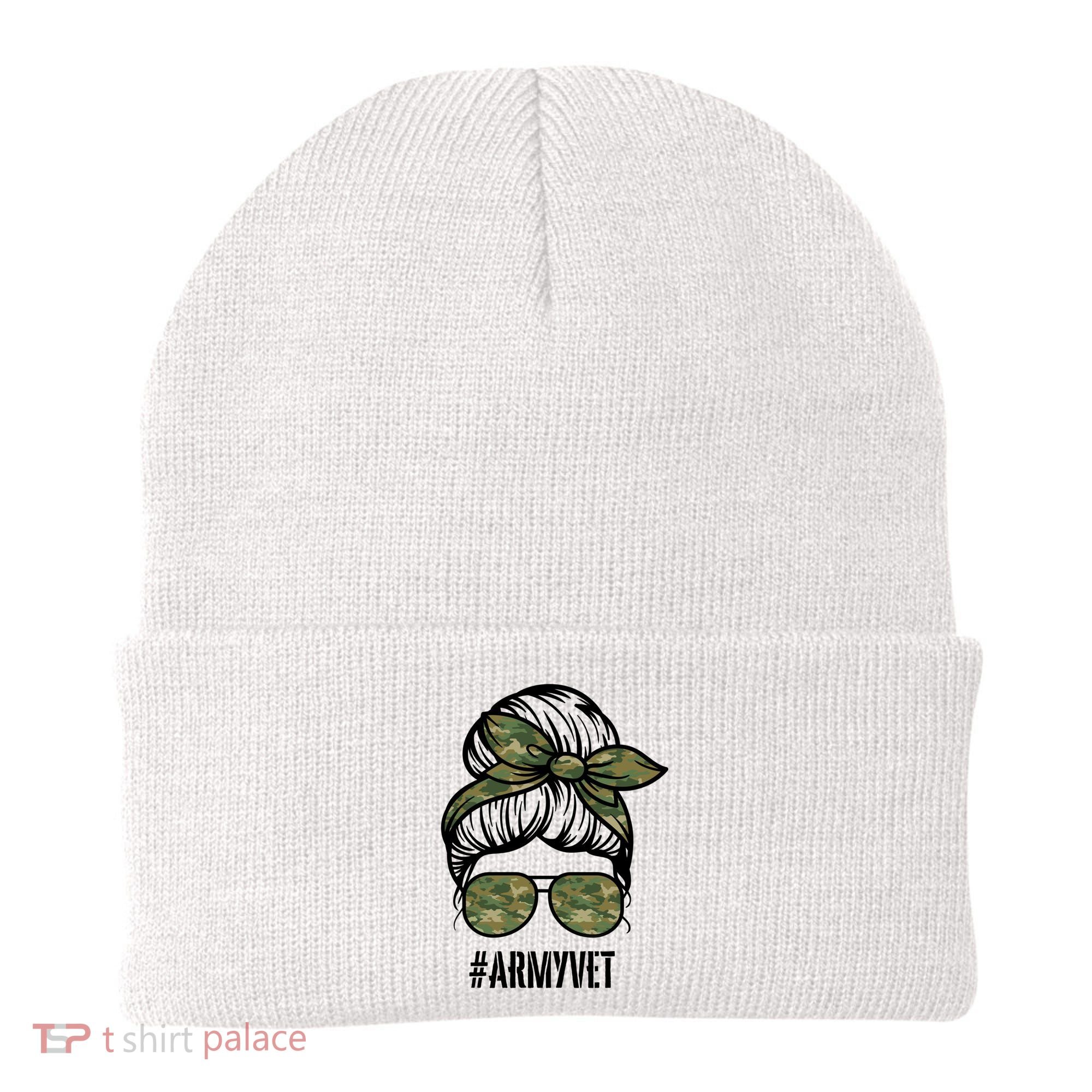 Army Vet Armyvet Messy Bun Camouflage 'S Veteran Gift Beanie