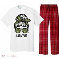 Army Vet Armyvet Messy Bun Camouflage 'S Veteran Gift Pajama Set thumb 0