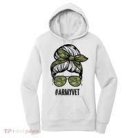 Army Vet Armyvet Messy Bun Camouflage 'S Veteran Gift Women's Hoodie thumb 0