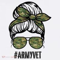 Army Vet Armyvet Messy Bun Camouflage 'S Veteran Gift Women's Tank Top thumb 5