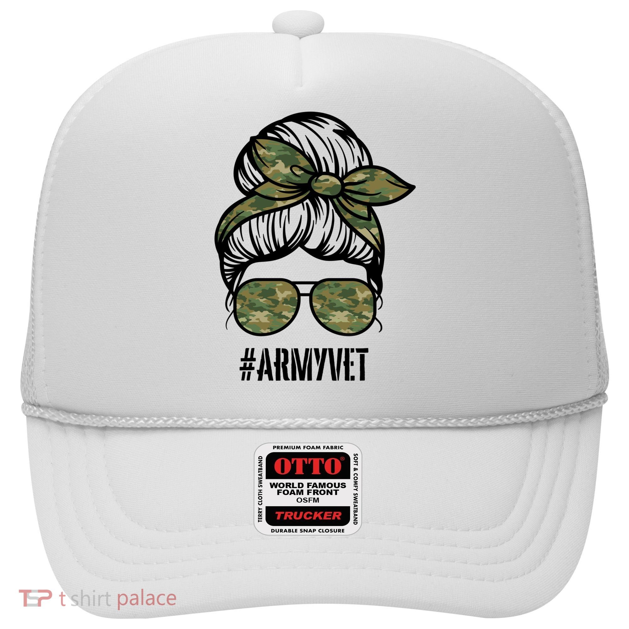 Army Vet Armyvet Messy Bun Camouflage 'S Veteran Gift Hat