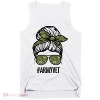Army Vet Armyvet Messy Bun Camouflage 'S Veteran Gift Tank Top thumb 0