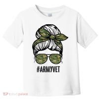 Army Vet Armyvet Messy Bun Camouflage 'S Veteran Gift Toddler T-Shirt thumb 0