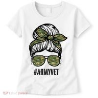 Army Vet Armyvet Messy Bun Camouflage 'S Veteran Gift Women's T-Shirt thumb 0