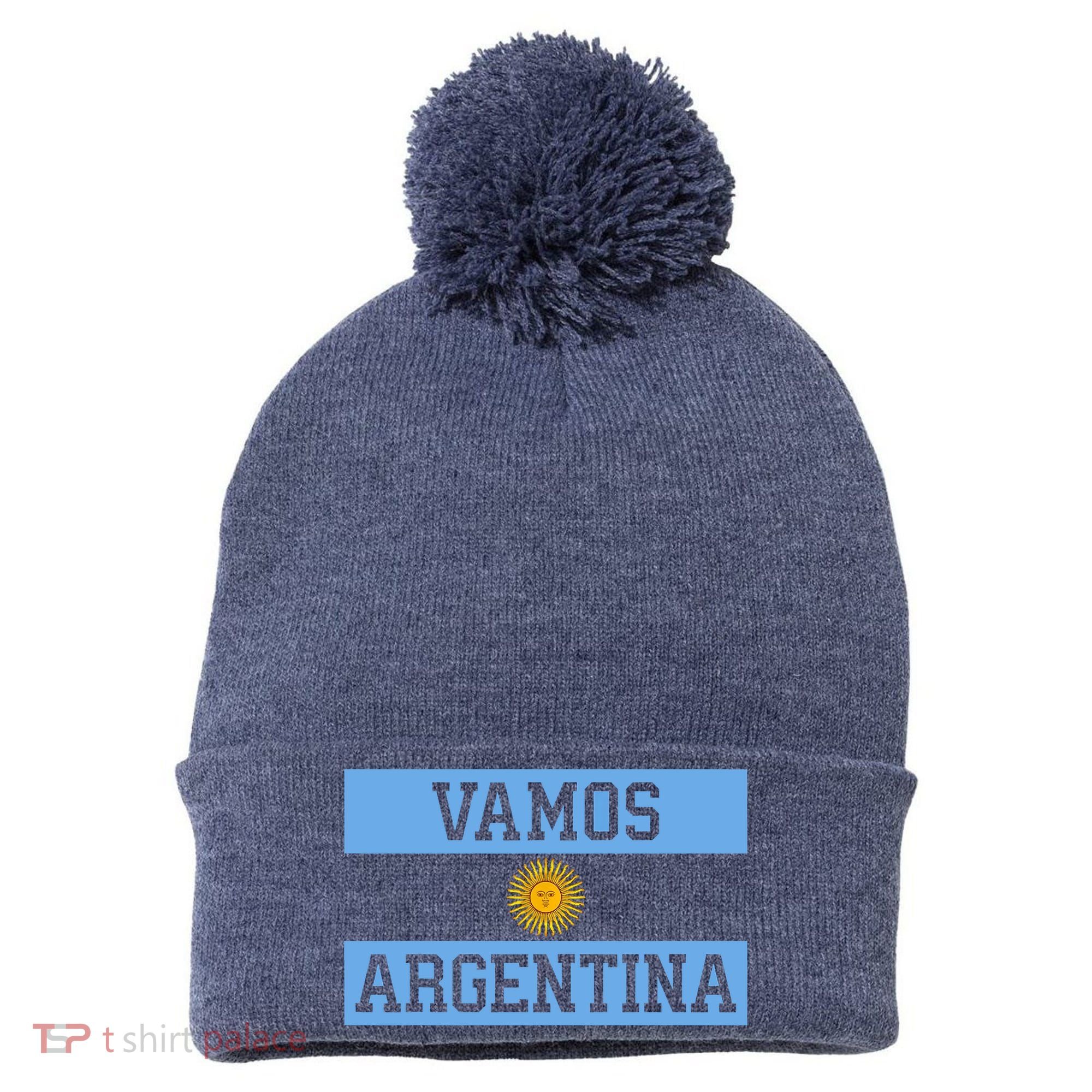 Argentina Vamos Argentina Flag Soccer Pom Pom 12in Knit Beanie