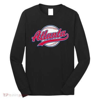 Atlanta Vintage Baseball Throwback Retro Design Long Sleeve Shirt