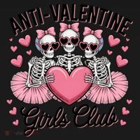Anti Valentine Club Skeleton Funny Valentines Day Funny Gift Women's Hoodie thumb 2