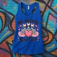 Anti Valentine Club Skeleton Funny Valentines Day Funny Gift Women's Tank Top thumb 3