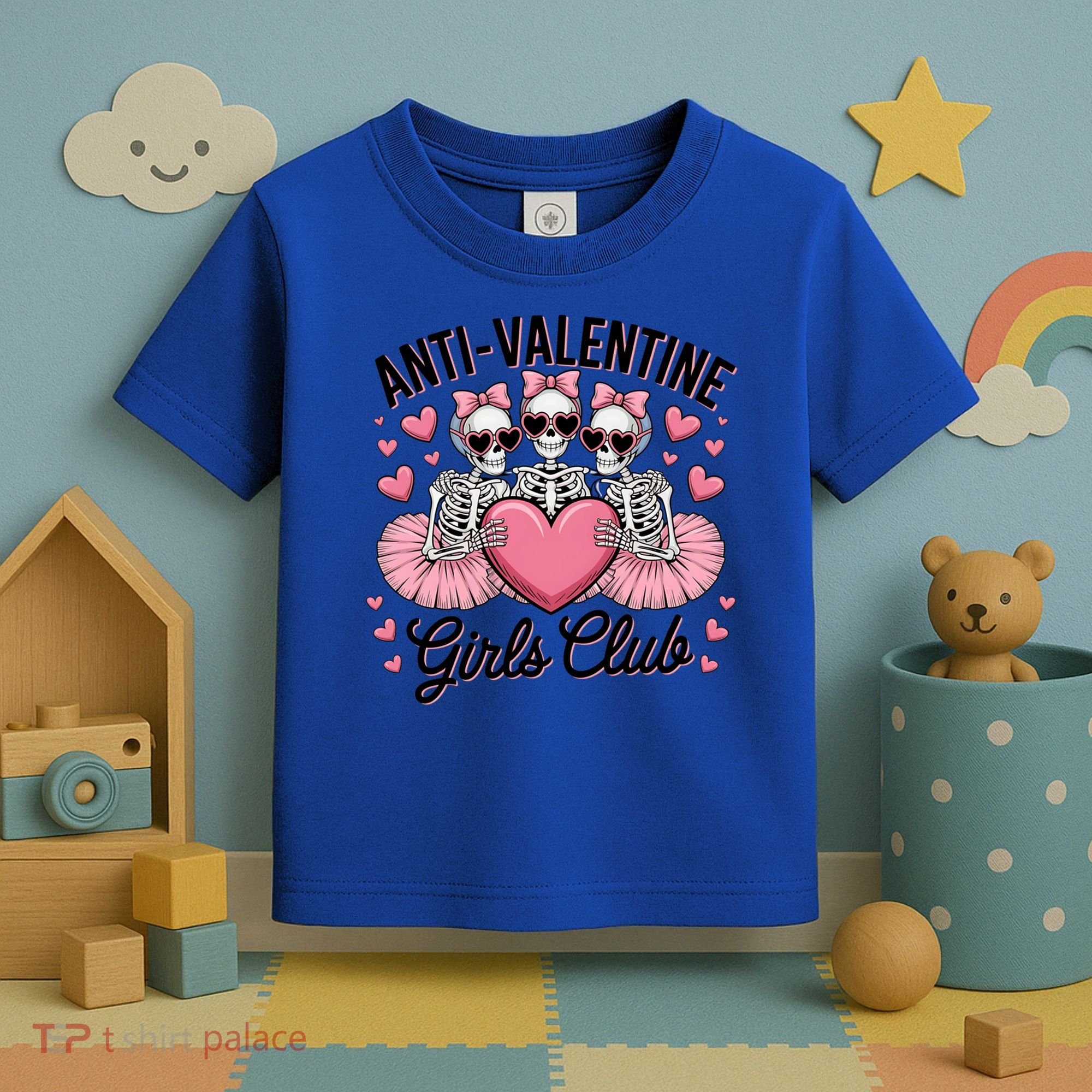 Anti Valentine Club Skeleton Funny Valentines Day Funny Gift Toddler T-Shirt